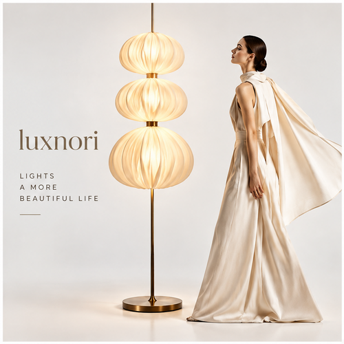 Luxnori® Three-Tiered Pleated Fabric Floor Lamp