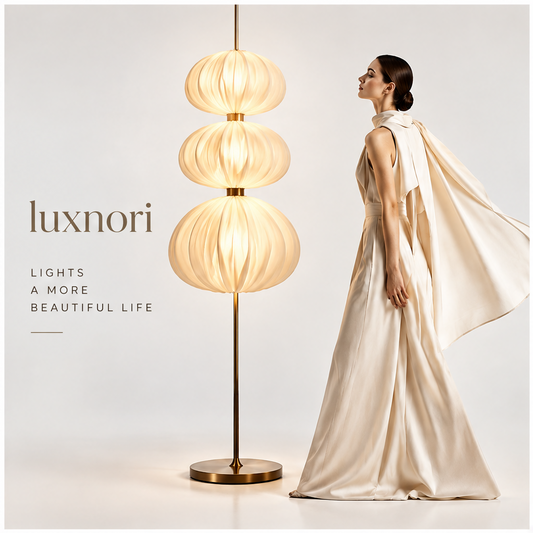 Luxnori® Three-Tiered Pleated Fabric Floor Lamp