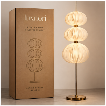 Luxnori® Three-Tiered Pleated Fabric Floor Lamp