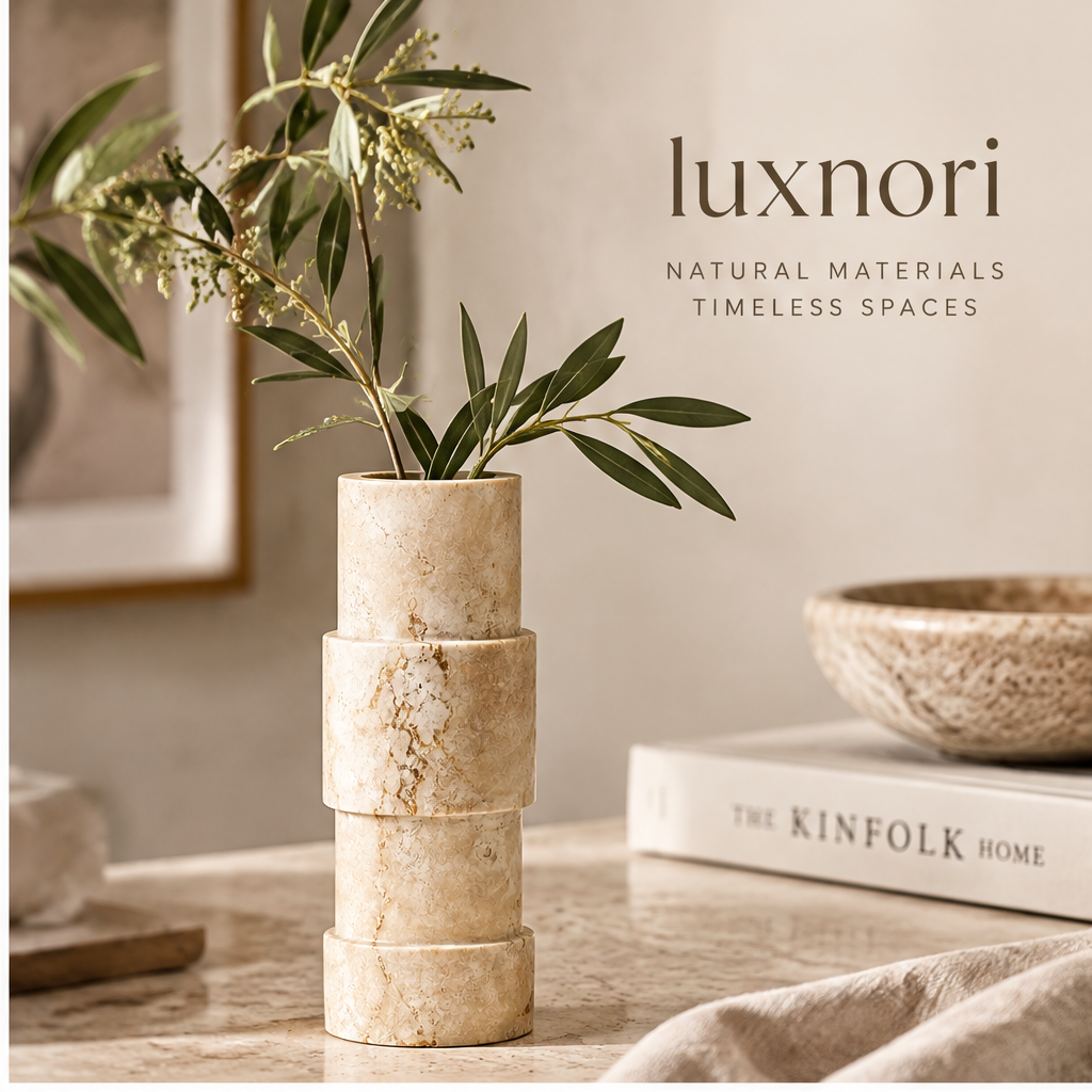 Luxnori® Sculpted Column Marble Vase
