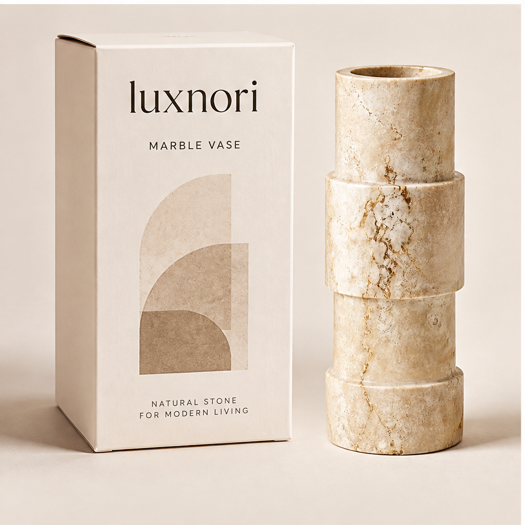 Luxnori® Sculpted Column Marble Vase