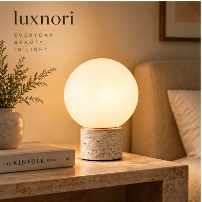 Luxnori® Travertine Globe Table Lamp