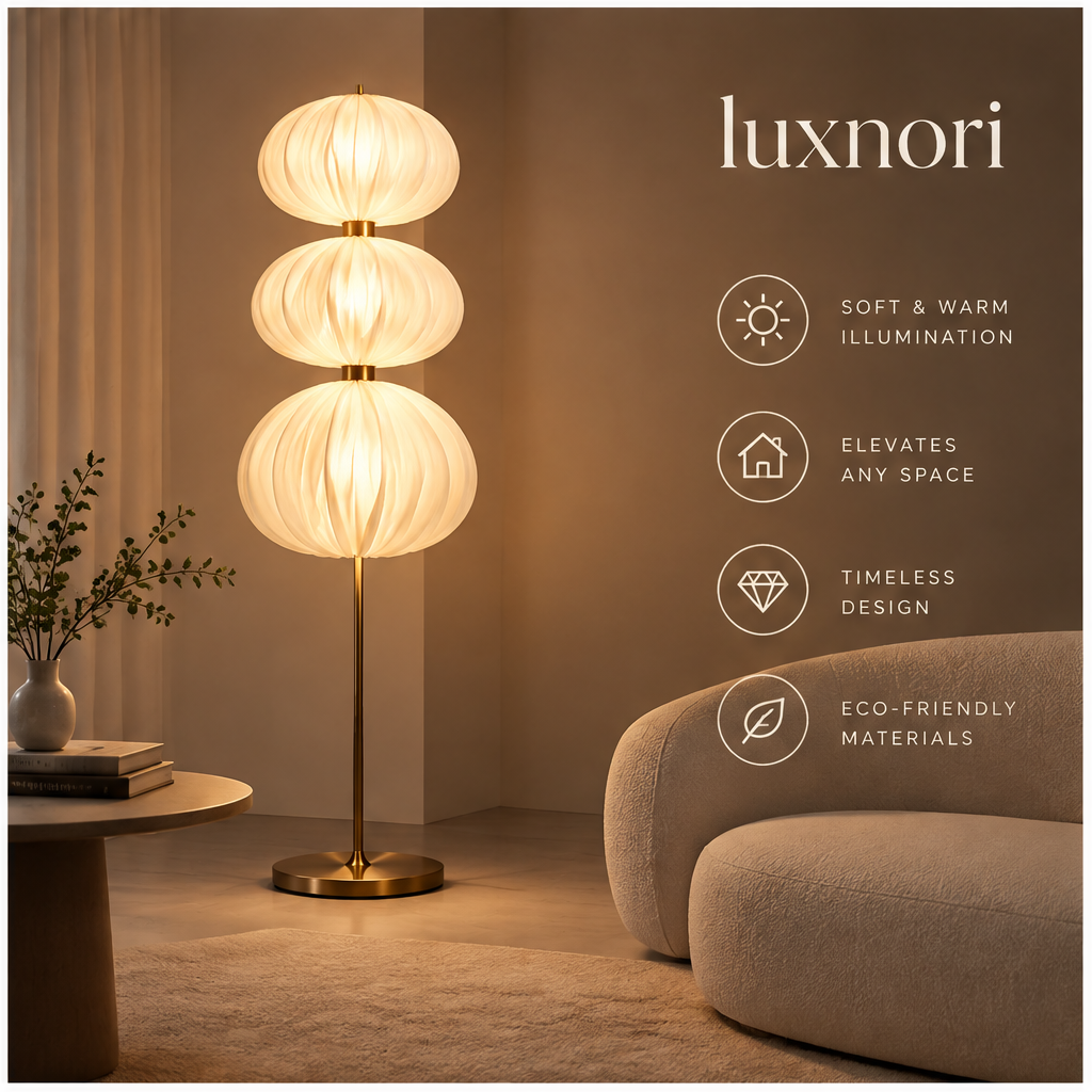 Luxnori® Three-Tiered Pleated Fabric Floor Lamp