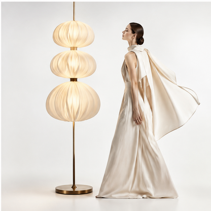 Luxnori® Three-Tiered Pleated Fabric Floor Lamp