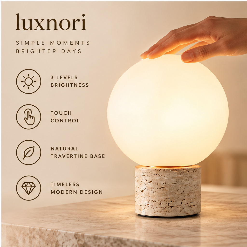 Luxnori® Travertine Globe Table Lamp